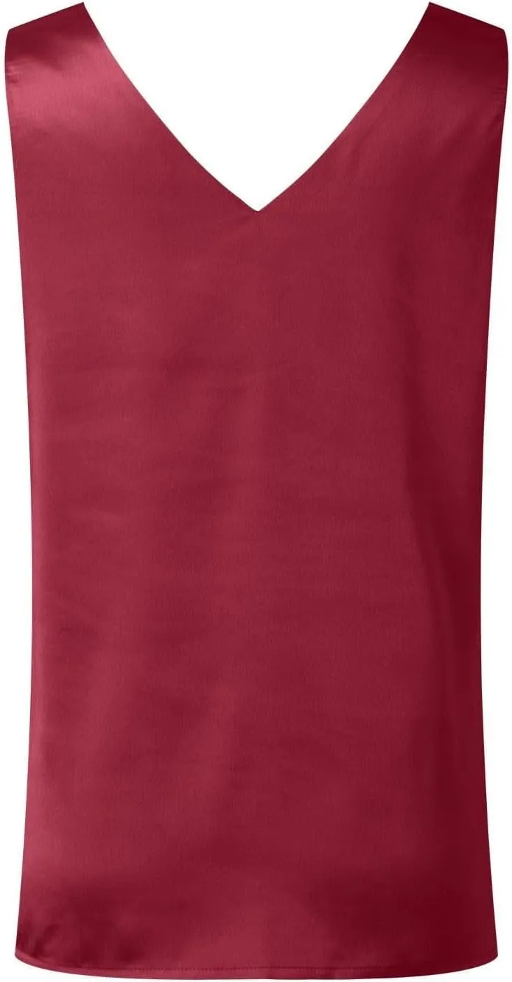 Women Silk Satin Tank Tops Casual V Neck Sexy Sleeveless Camisole Dressy Blouses 2025 Summer Basic Work Shirt