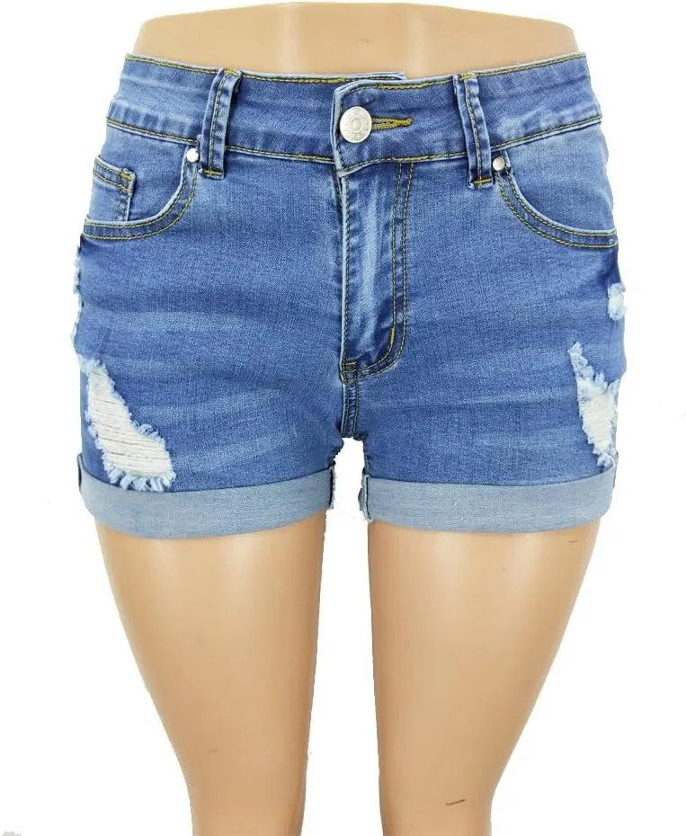 Women's 2024 Casual Summer Denim Shorts Sexy High Waist Denim Shorts Stretchy Ripped Jean Shorts Y2K Streetwear