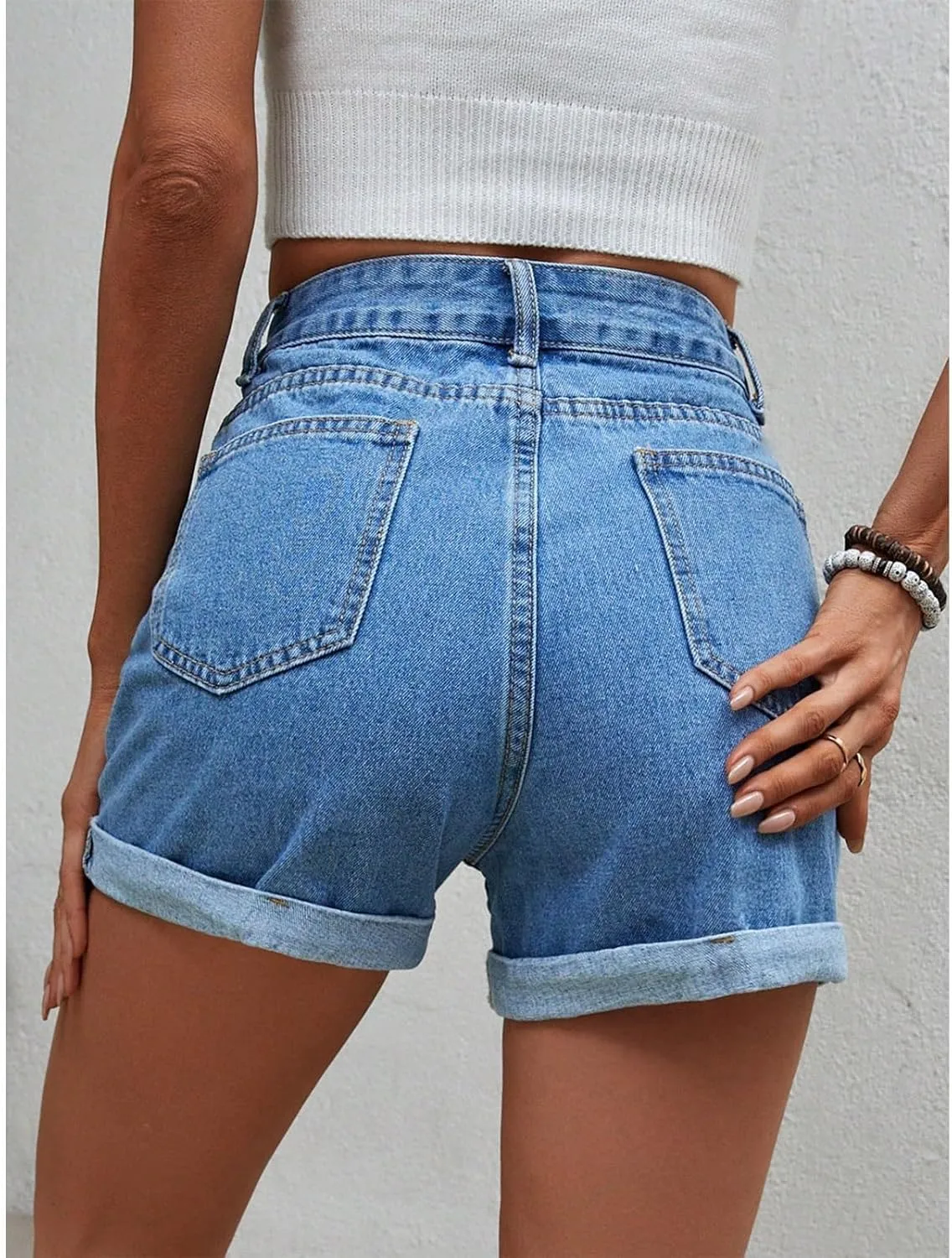 Women's 2024 Casual Summer Denim Shorts Sexy High Waist Denim Shorts Stretchy Ripped Jean Shorts Y2K Streetwear