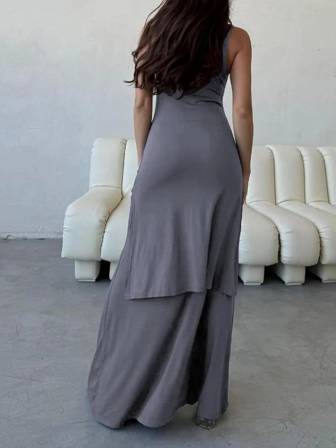 Women's 2025 Summer Maxi Tshirt Dress Tie Waist Casual Slim Fit Sleeveless Tank Long Beach Dresses