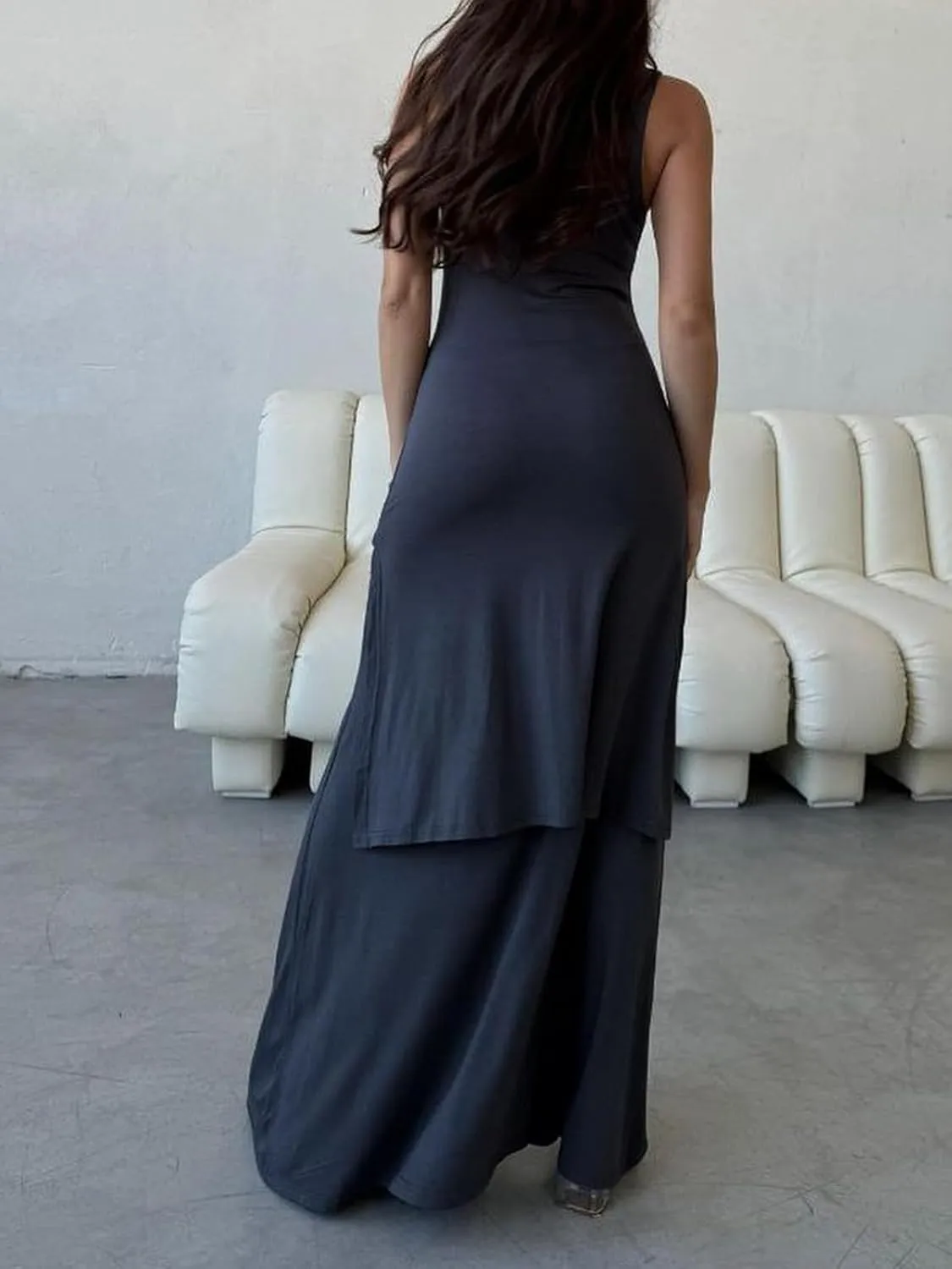 Women's 2025 Summer Maxi Tshirt Dress Tie Waist Casual Slim Fit Sleeveless Tank Long Beach Dresses
