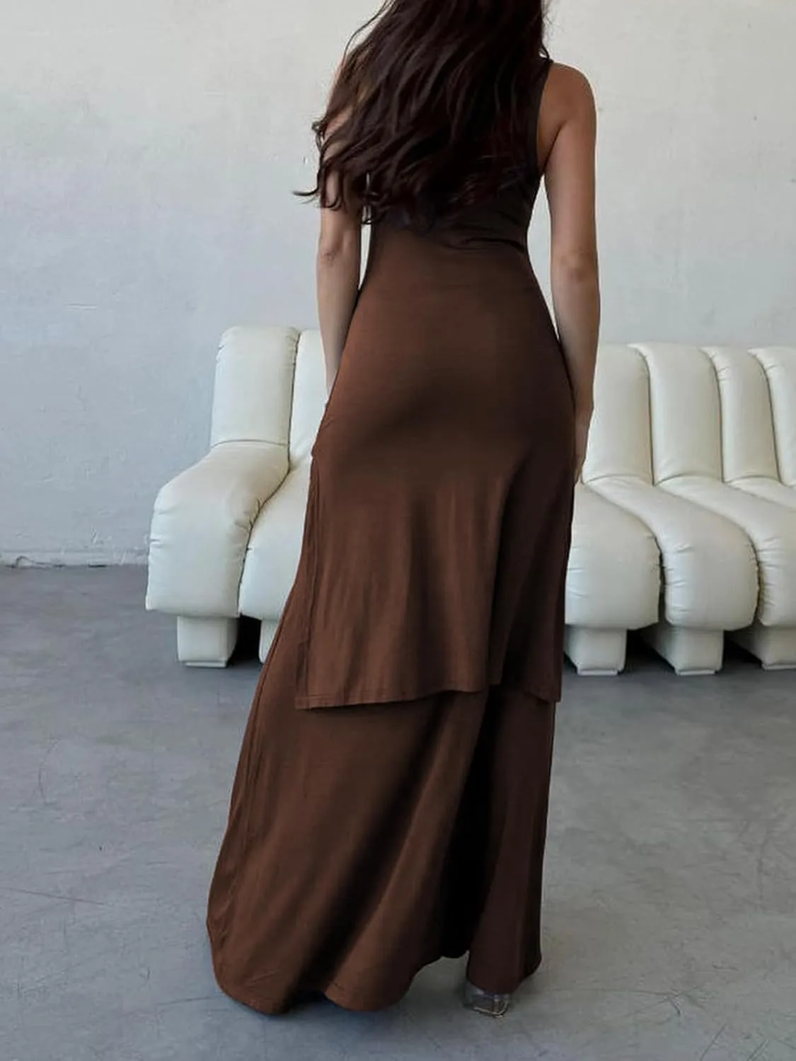 Women's 2025 Summer Maxi Tshirt Dress Tie Waist Casual Slim Fit Sleeveless Tank Long Beach Dresses
