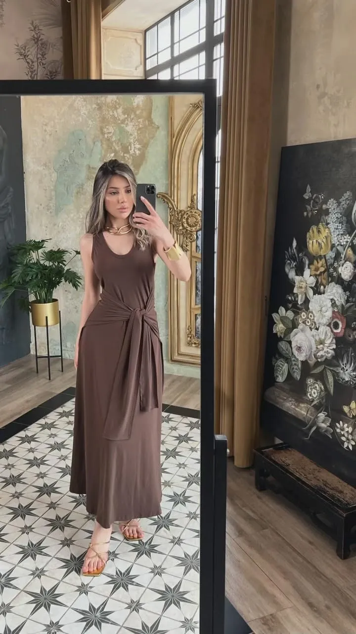 Women's 2025 Summer Maxi Tshirt Dress Tie Waist Casual Slim Fit Sleeveless Tank Long Beach Dresses