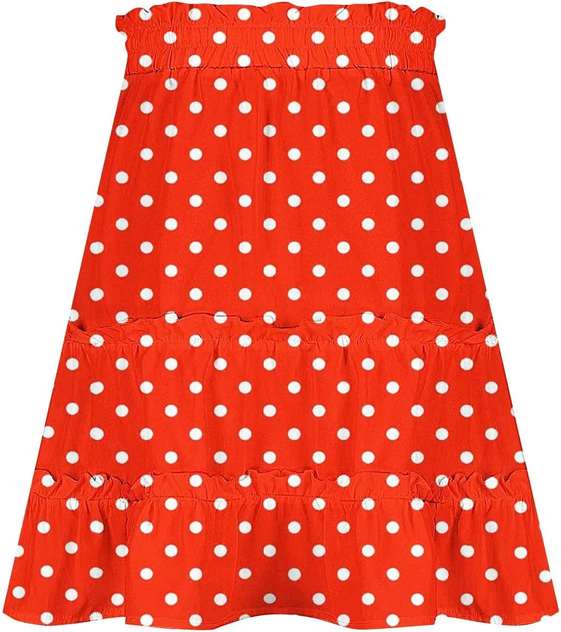 Women's 2025 Summer Polka Dot Mini Skirts High Waist Drawstring Tiered Ruffle Casual Beach Short Skirts