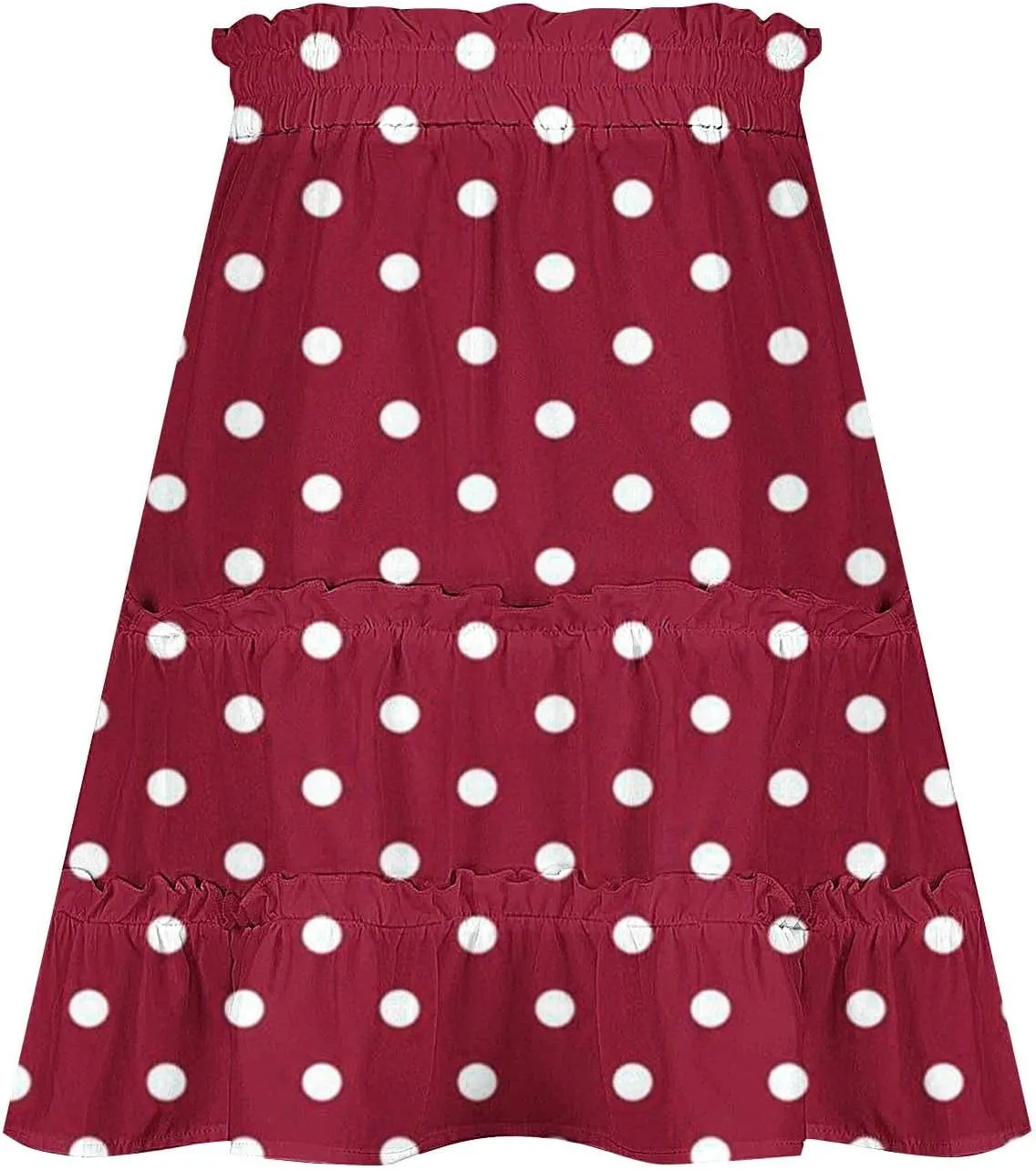 Women's 2025 Summer Polka Dot Mini Skirts High Waist Drawstring Tiered Ruffle Casual Beach Short Skirts