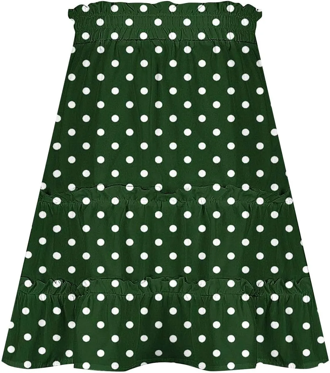 Women's 2025 Summer Polka Dot Mini Skirts High Waist Drawstring Tiered Ruffle Casual Beach Short Skirts