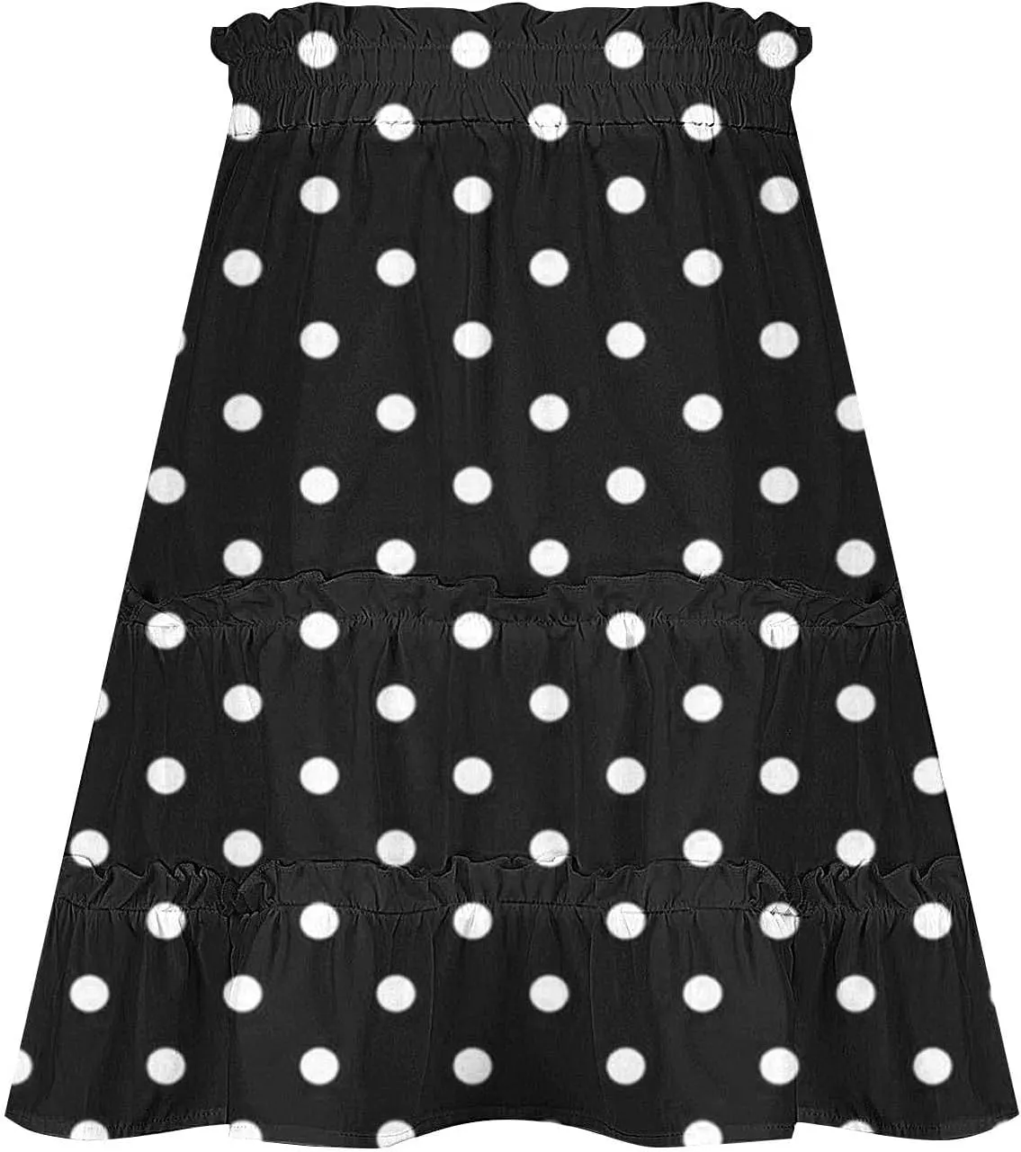 Women's 2025 Summer Polka Dot Mini Skirts High Waist Drawstring Tiered Ruffle Casual Beach Short Skirts