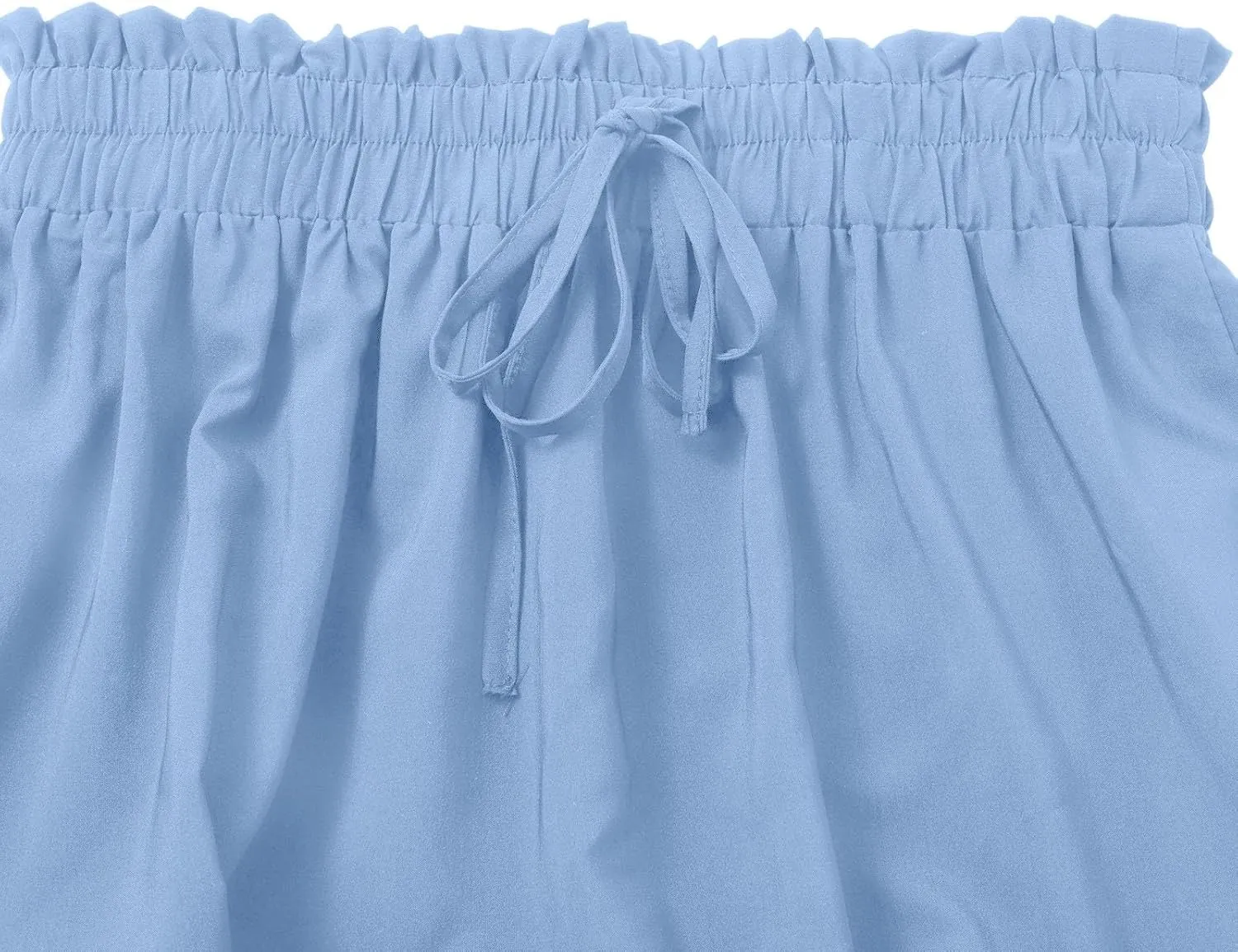 Women’s Boho Elastic High Waist Pleated A-Line Flowy Swing Tiered Maxi Long Skirt Dress with Pockets