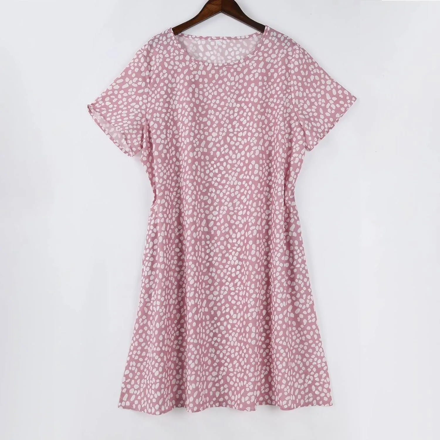 Women's Boho Floral Print Short Sleeve Dress Bohemian Summer Vacation Casual Loose Swing Midi Dresses with Pockets
