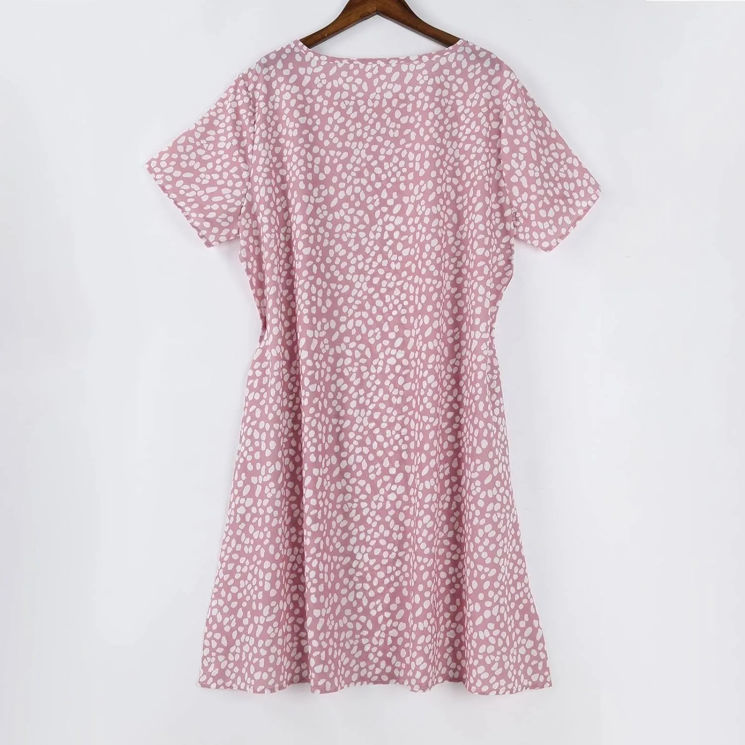 Women's Boho Floral Print Short Sleeve Dress Bohemian Summer Vacation Casual Loose Swing Midi Dresses with Pockets
