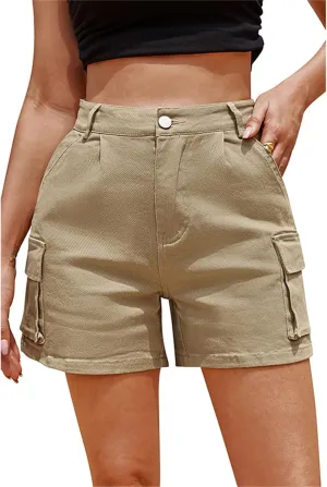 Womens Cargo Shorts Summer Casual Jeans Denim Shorts Trendy High-Waisted Cotton Denim Shorts with Pockets, Mini Denim Shorts