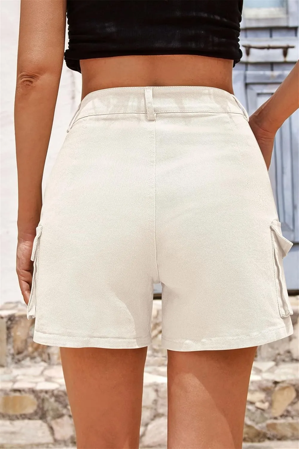 Womens Cargo Shorts Summer Casual Jeans Denim Shorts Trendy High-Waisted Cotton Denim Shorts with Pockets, Mini Denim Shorts