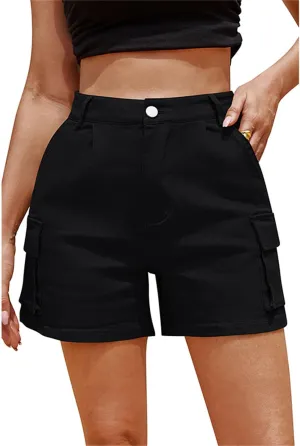Womens Cargo Shorts Summer Casual Jeans Denim Shorts Trendy High-Waisted Cotton Denim Shorts with Pockets, Mini Denim Shorts