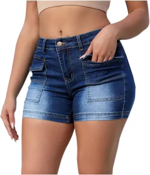 Women's Casual Skinny Denim Shorts Summer Classic Stretchy Jeans Shorts High Waisted Bodycon Denim Shorts with Pockets