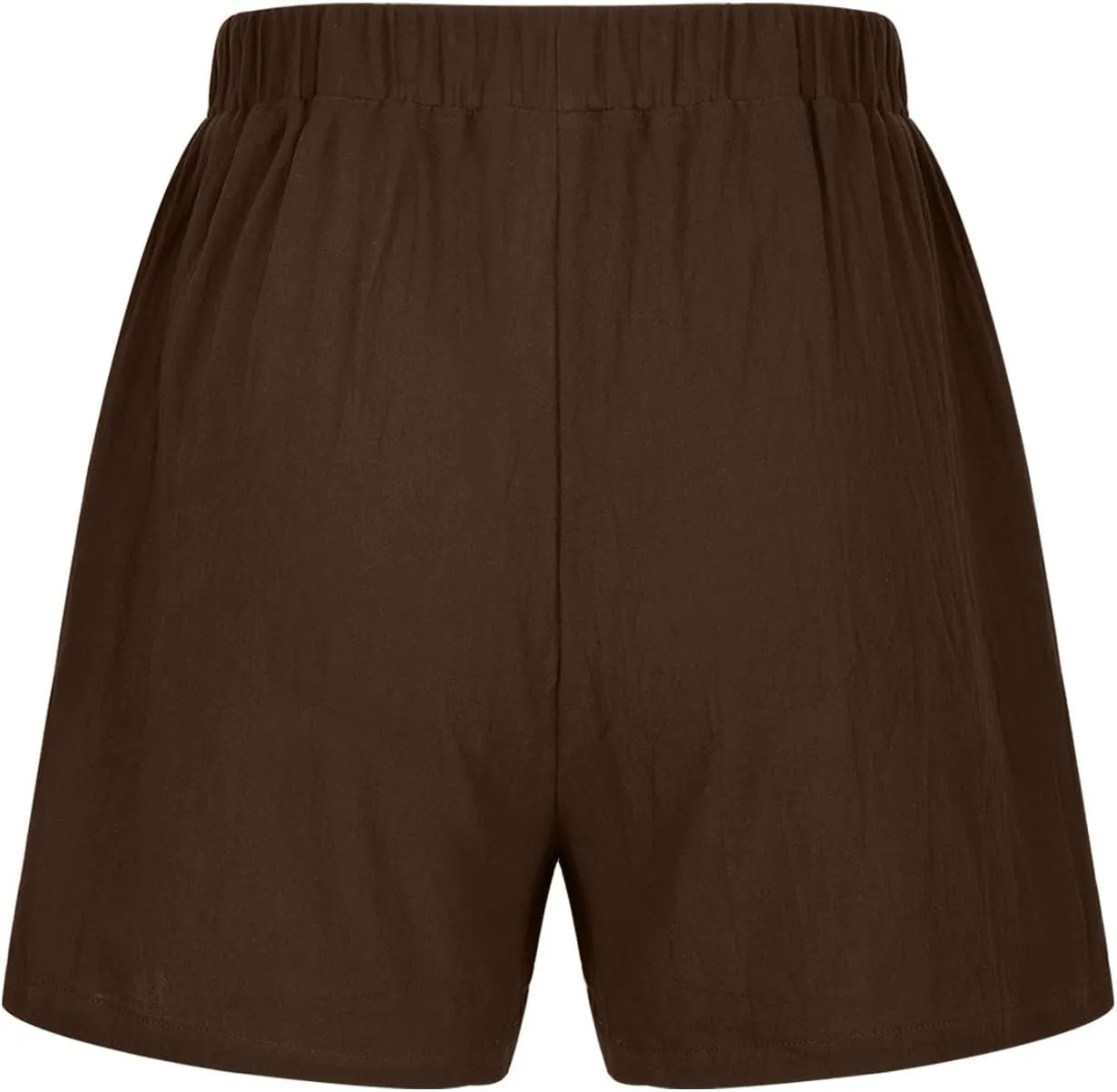 Womens Cotton Linen Shorts Casual Solid Drawstring Shorts Comfy Elastic High Waisted Shorts Summer Beach Shorts
