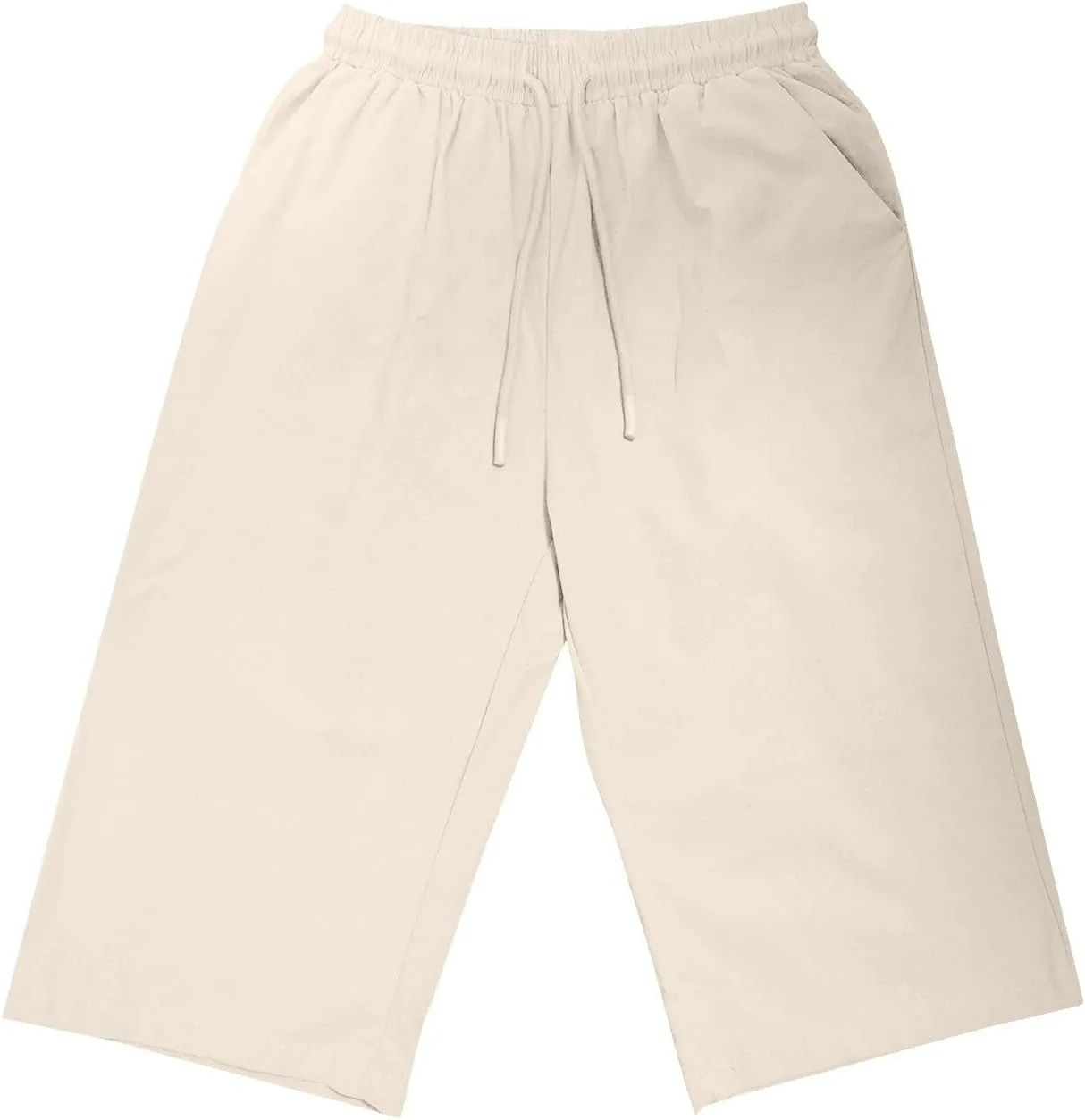 Womens Cotton Linen Shorts Casual Solid Yoga Sweat Shorts Elastic High Waisted Drawstring Shorts with Pockets