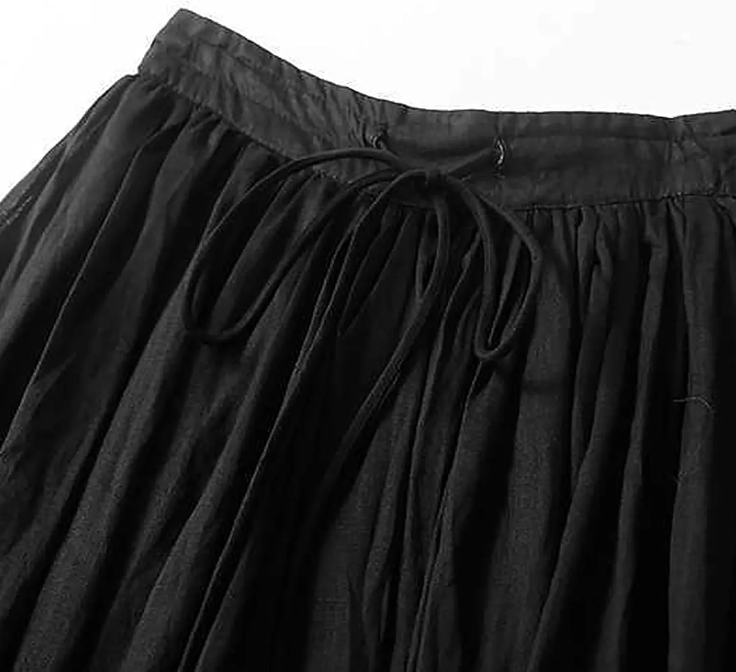 Women's Cotton Linen Skirts Summer Lightweight Casual Lace-Up Waist Long Skirt Beach Vacation Flowy Boho Skirts