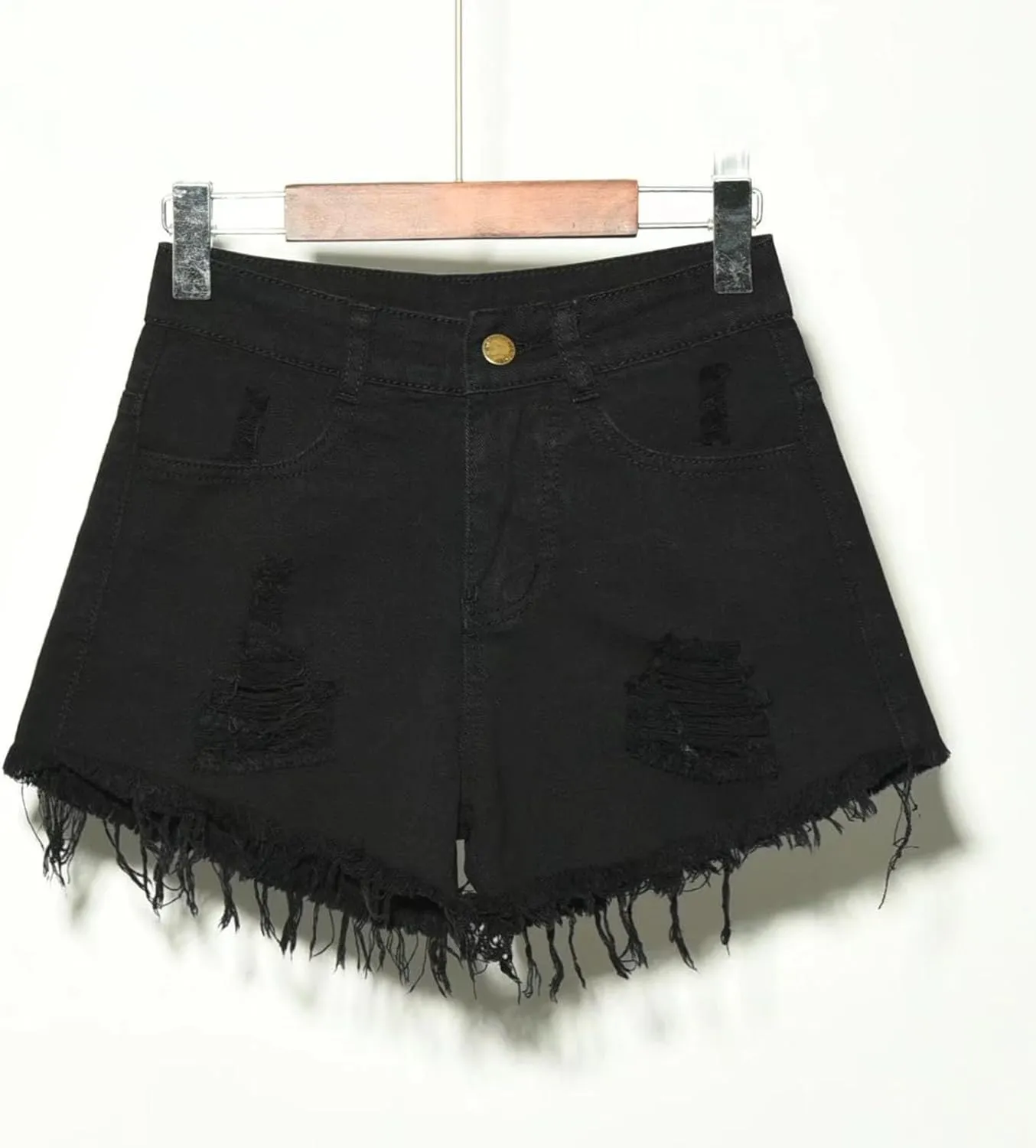 Womens Denim Shorts High Waisted Ripped Distressed Jean Shorts Plus Size Frayed Raw Hem Casual Shorts with Pockets