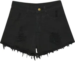 Womens Denim Shorts High Waisted Ripped Distressed Jean Shorts Plus Size Frayed Raw Hem Casual Shorts with Pockets