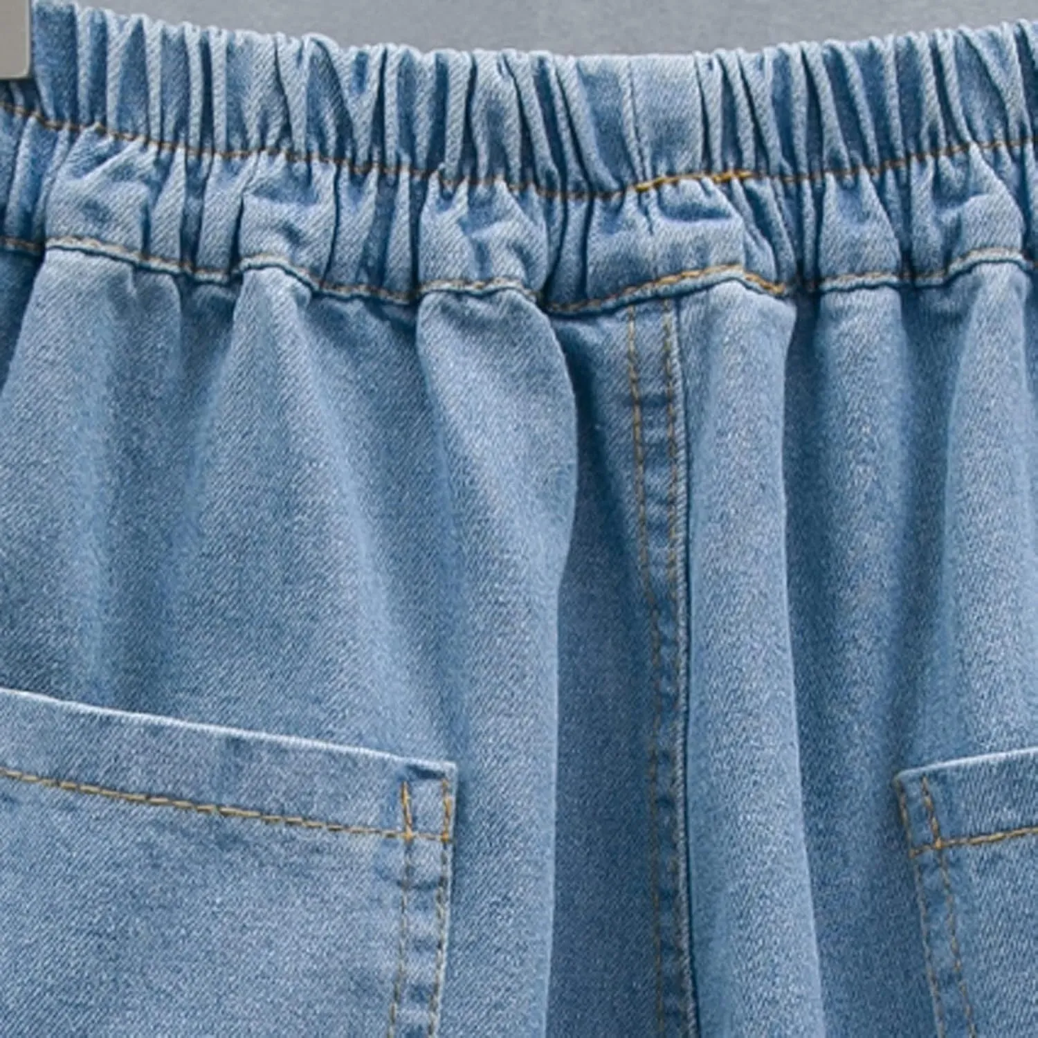 Women's Denim Shorts Pleated Plus Size Loose Lace High Waist Denim Shorts with Ruffled Hem Pockets Trendy Pants 2025