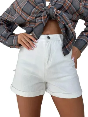 Womens Denim Shorts Wide Leg High Waisted Eans Straight Leg Denim Shorts
