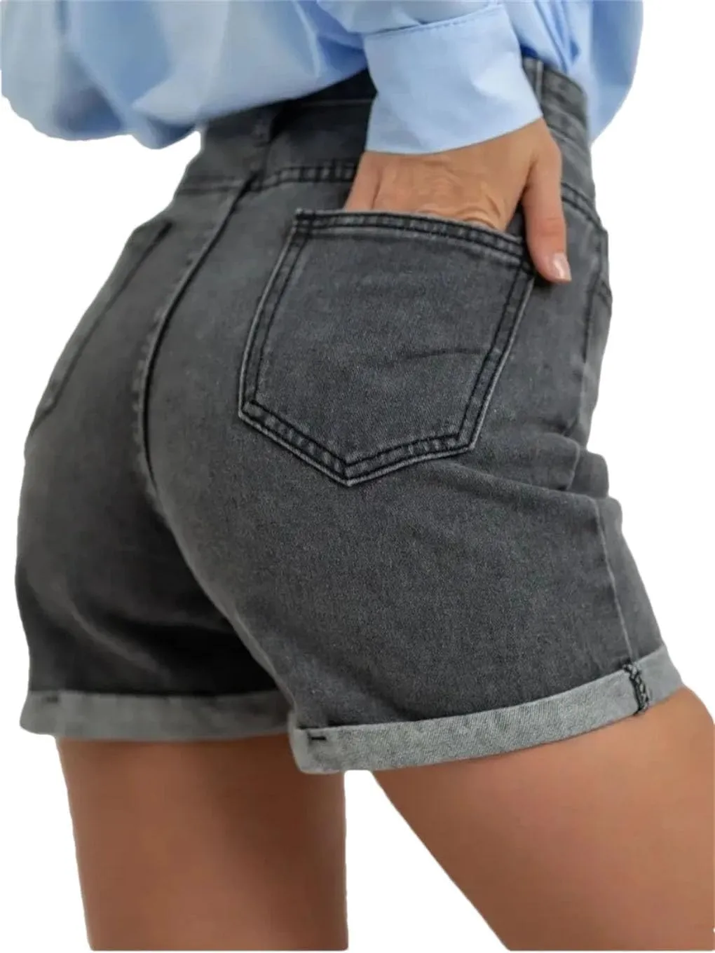 Womens Denim Shorts Wide Leg High Waisted Eans Straight Leg Denim Shorts