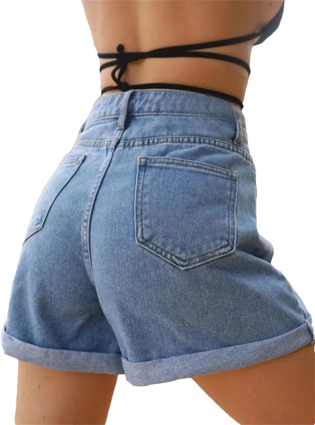 Womens Denim Shorts Wide Leg High Waisted Eans Straight Leg Denim Shorts