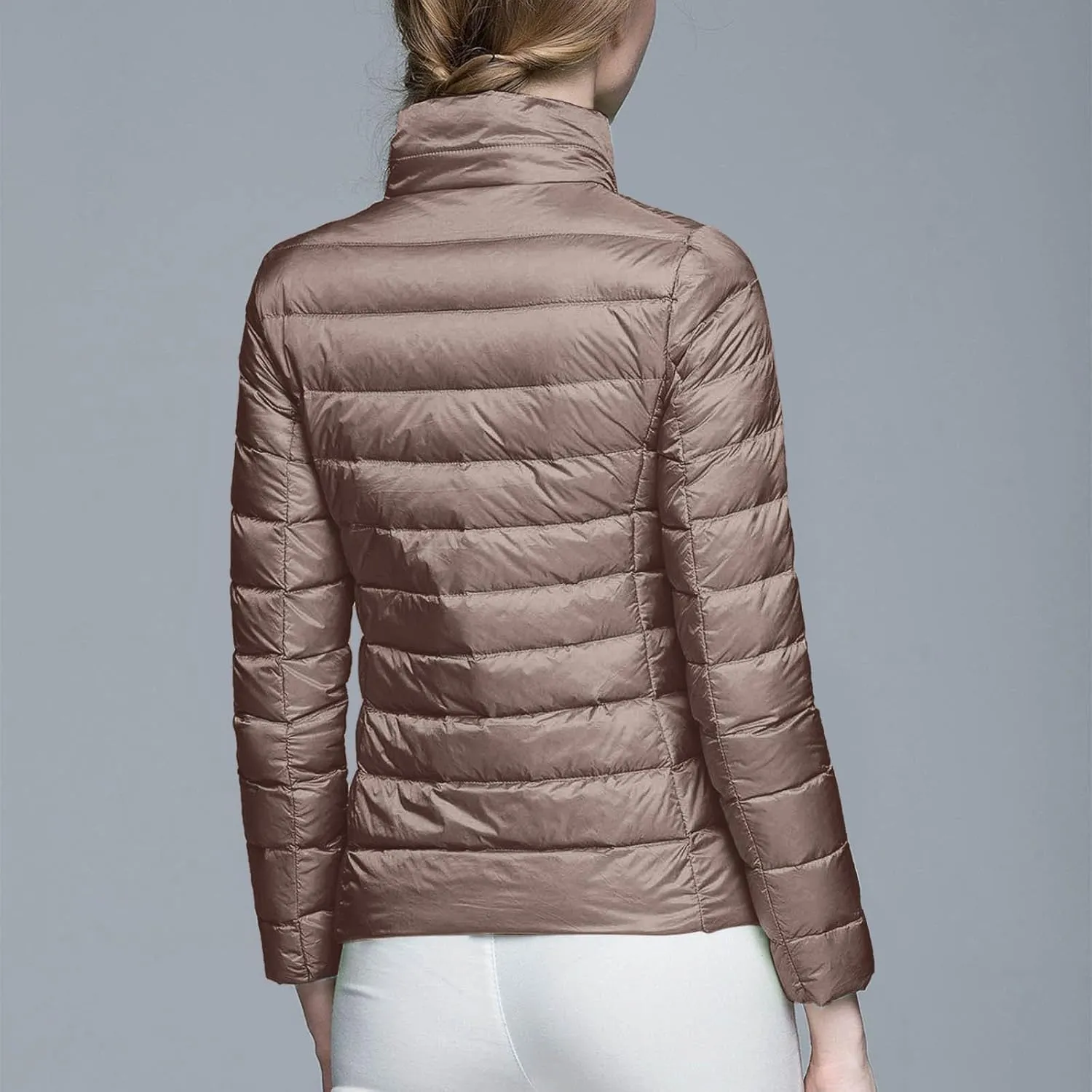 Women's Down Jacket Hooded Winter Light Weight Short Puffer Coats Packable Warm Windproof Ladies Parka