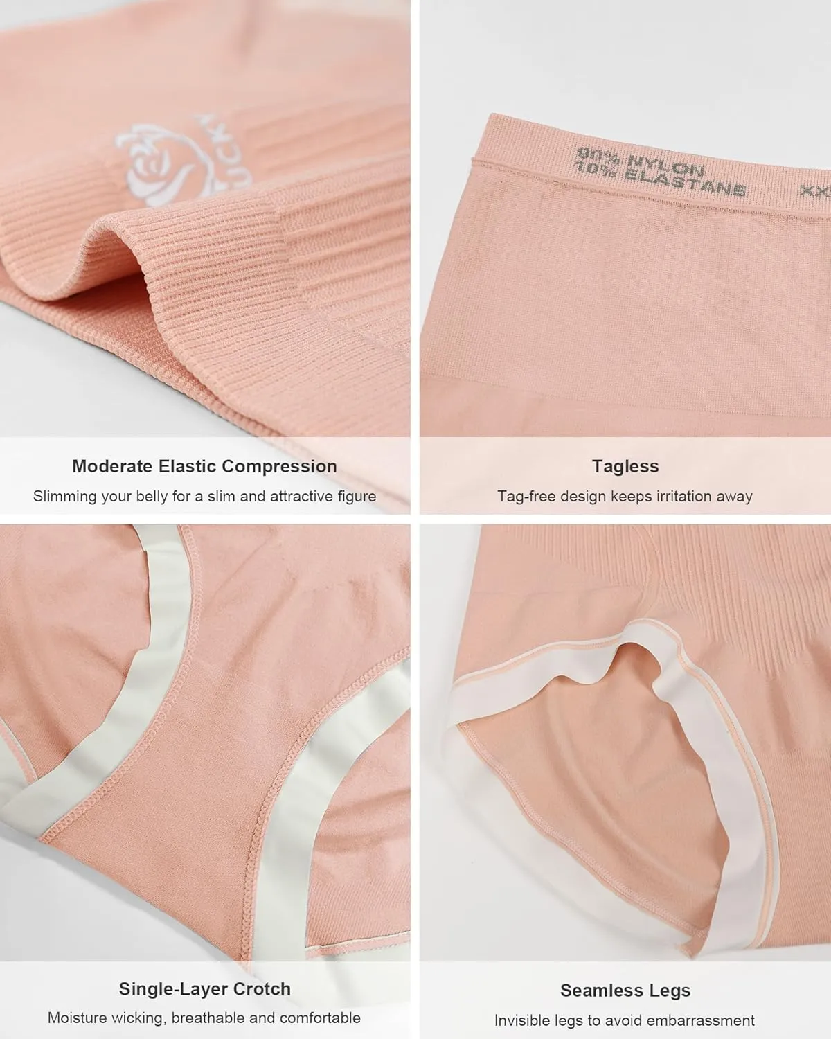 Women's High Waisted Underwear Tummy Control Ladies Panties Postpartum Briefs Breathable Full Coverage 4 Pack