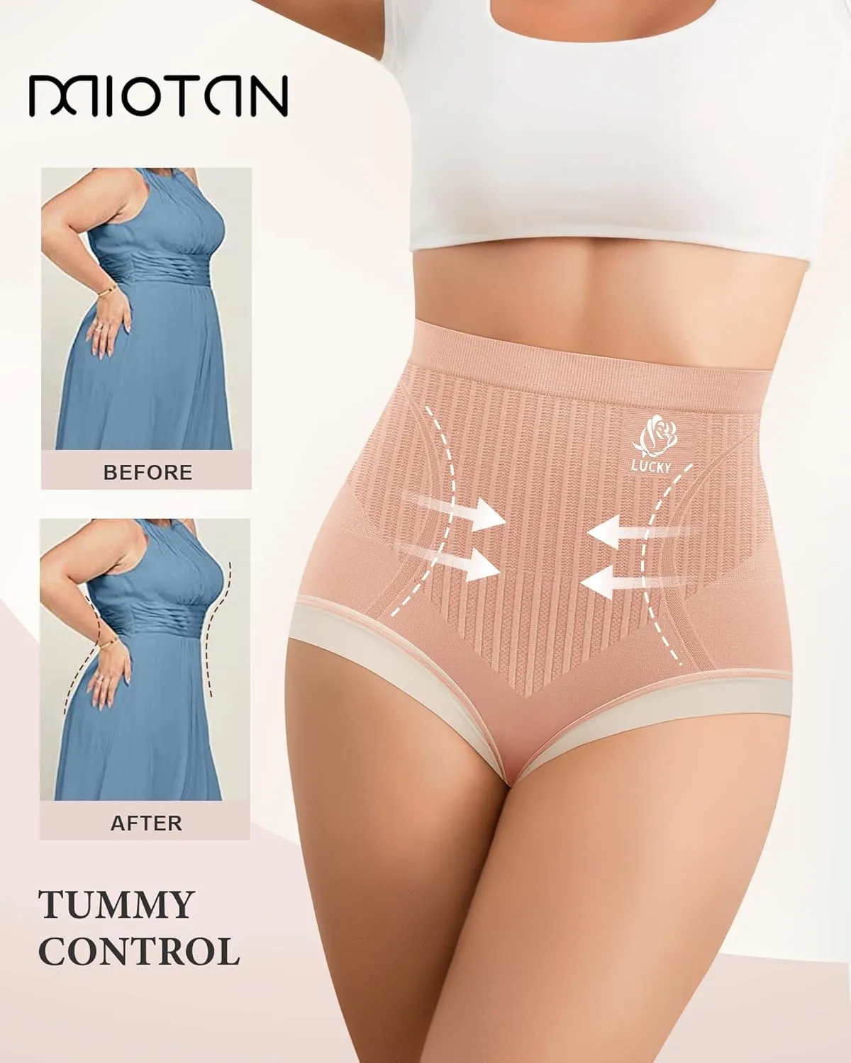 Women's High Waisted Underwear Tummy Control Ladies Panties Postpartum Briefs Breathable Full Coverage 4 Pack