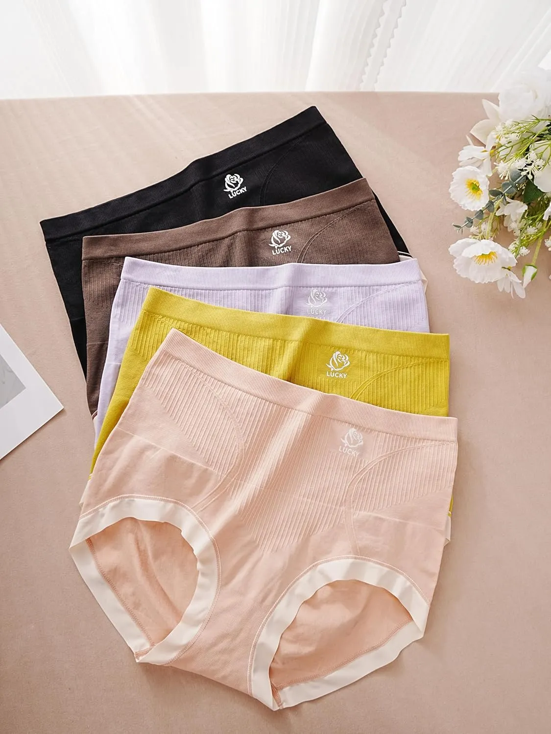 Women's High Waisted Underwear Tummy Control Ladies Panties Postpartum Briefs Breathable Full Coverage 4 Pack
