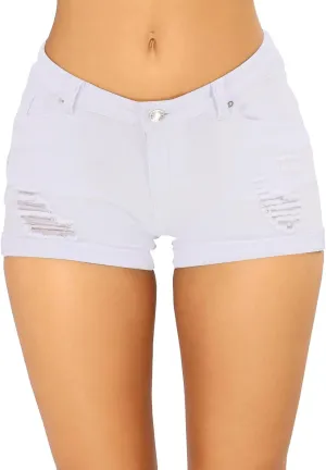 Womens Low Rise Jean Shorts Sexy Ripped Stretchy Mini Denim Shorts Casual Trendy Butt Lifting Summer Denim Shorts