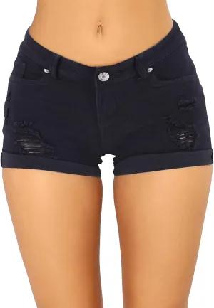 Womens Low Rise Jean Shorts Sexy Ripped Stretchy Mini Denim Shorts Casual Trendy Butt Lifting Summer Denim Shorts