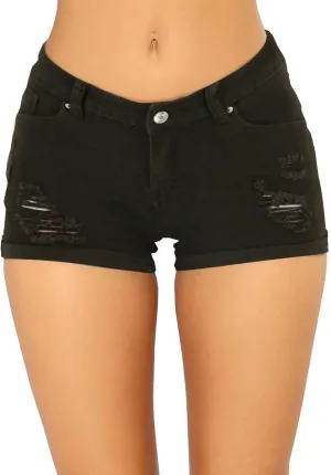 Womens Low Rise Jean Shorts Sexy Ripped Stretchy Mini Denim Shorts Casual Trendy Butt Lifting Summer Denim Shorts