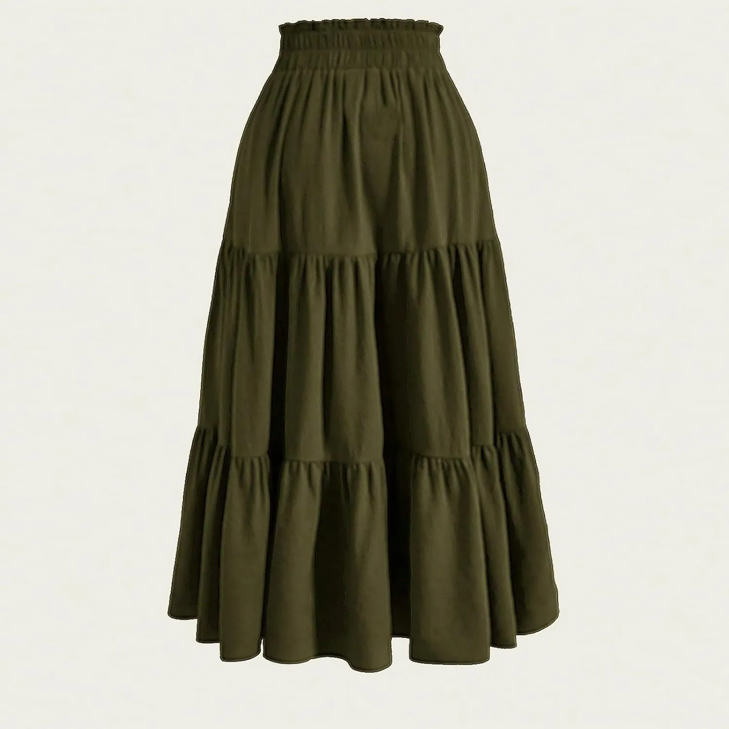 Womens Maxi Skirt Drawstring High Waisted Summer Long Skirts Lightweight Tiered Flowy Floral Pleated Skirts w/Pockets