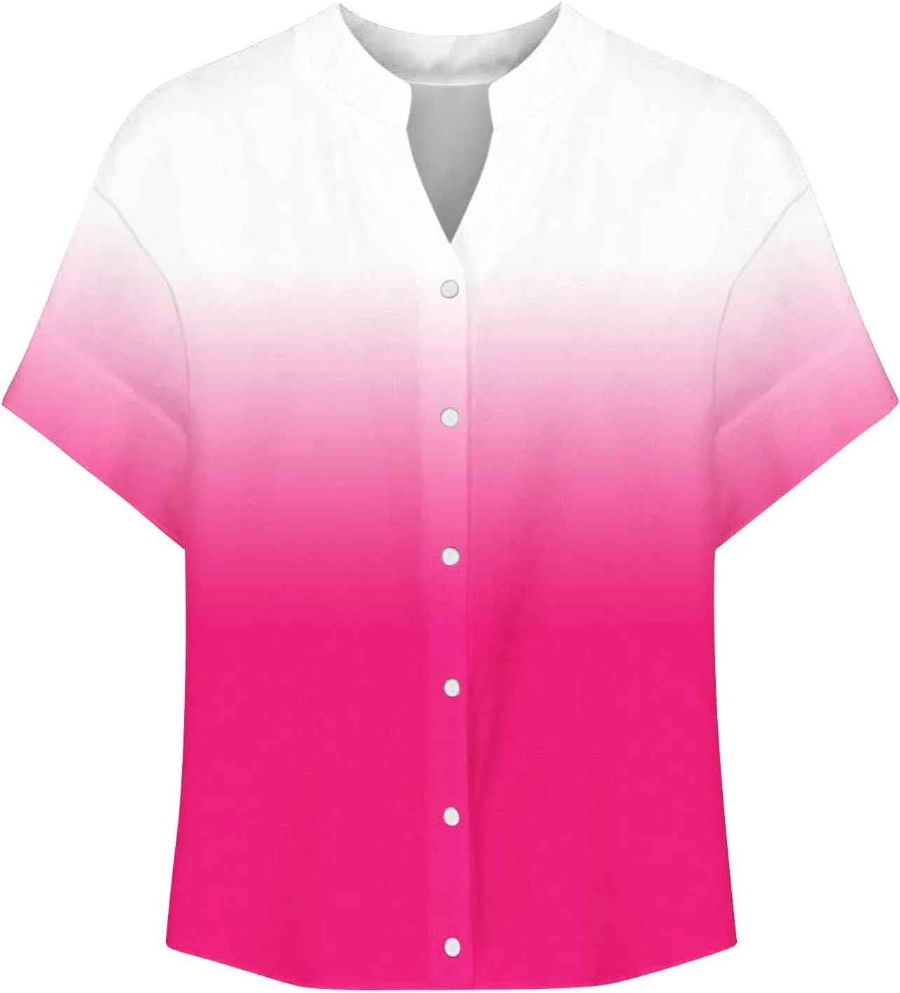 Womens Ombre Summer Shirts Gradient Color Short Sleeve Vacation Tunic Tops Oversized Tshirts V Neck Blouses Tops