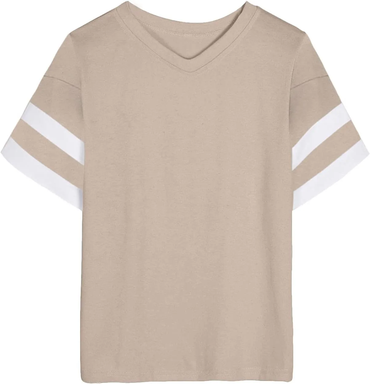 Women's Oversized T Shirts Short Sleeve Crewneck Summer Tops Casual Loose Tee Shirts with Stripe is on The Arms