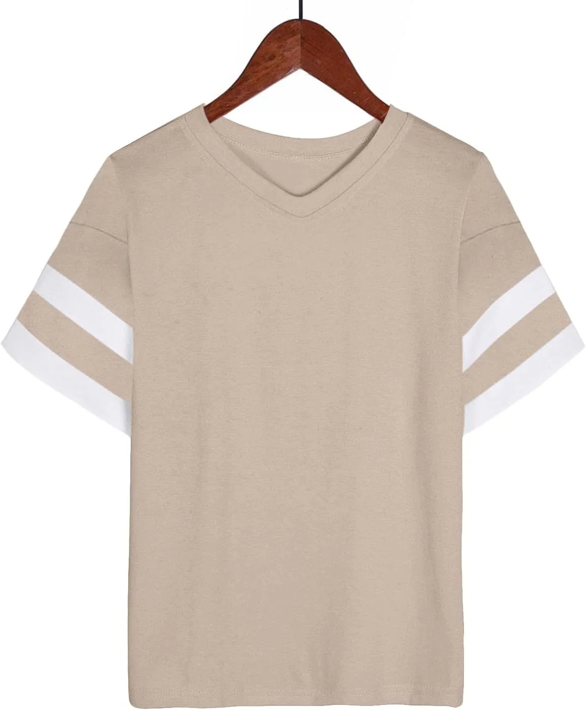 Women's Oversized T Shirts Short Sleeve Crewneck Summer Tops Casual Loose Tee Shirts with Stripe is on The Arms