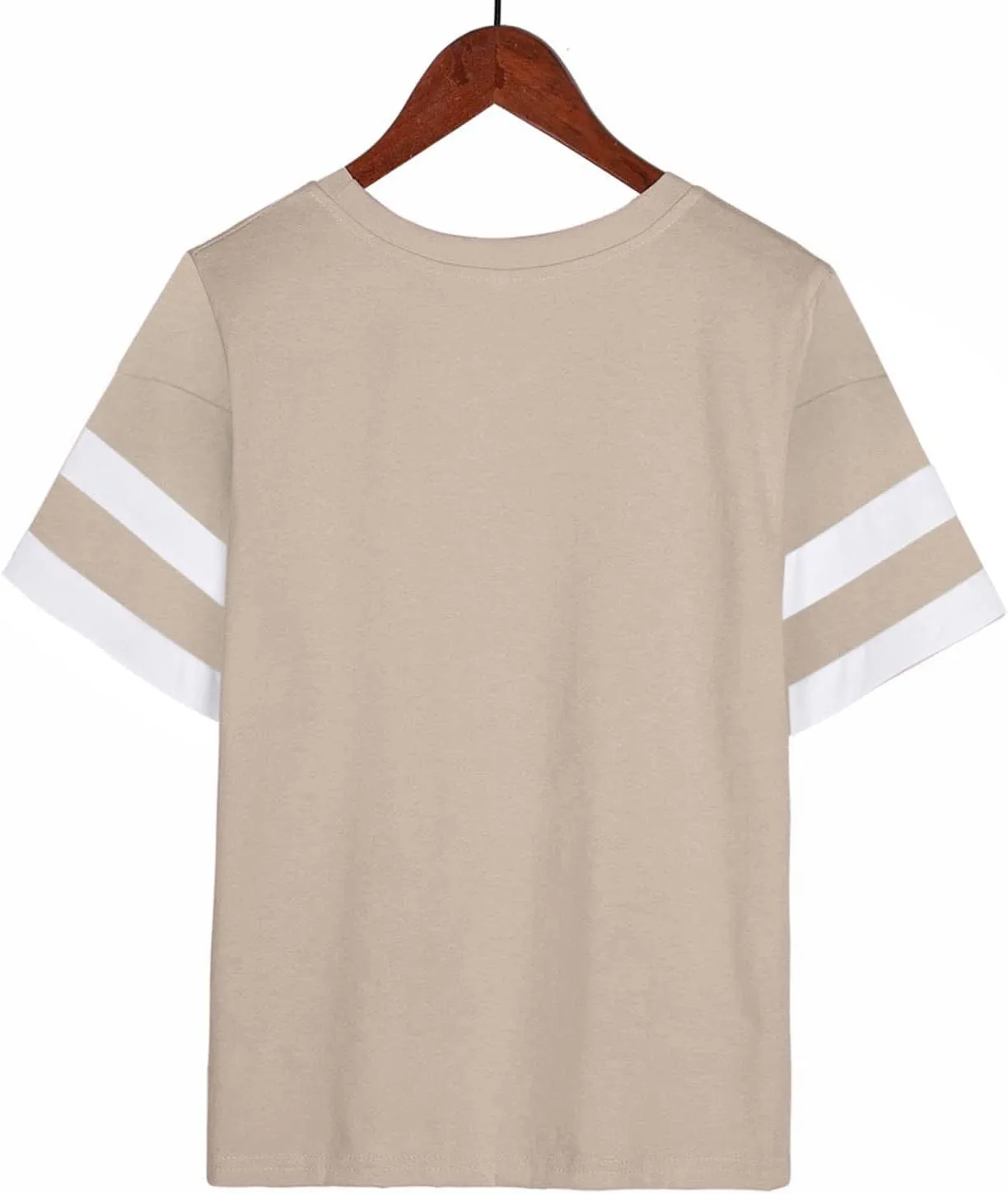 Women's Oversized T Shirts Short Sleeve Crewneck Summer Tops Casual Loose Tee Shirts with Stripe is on The Arms