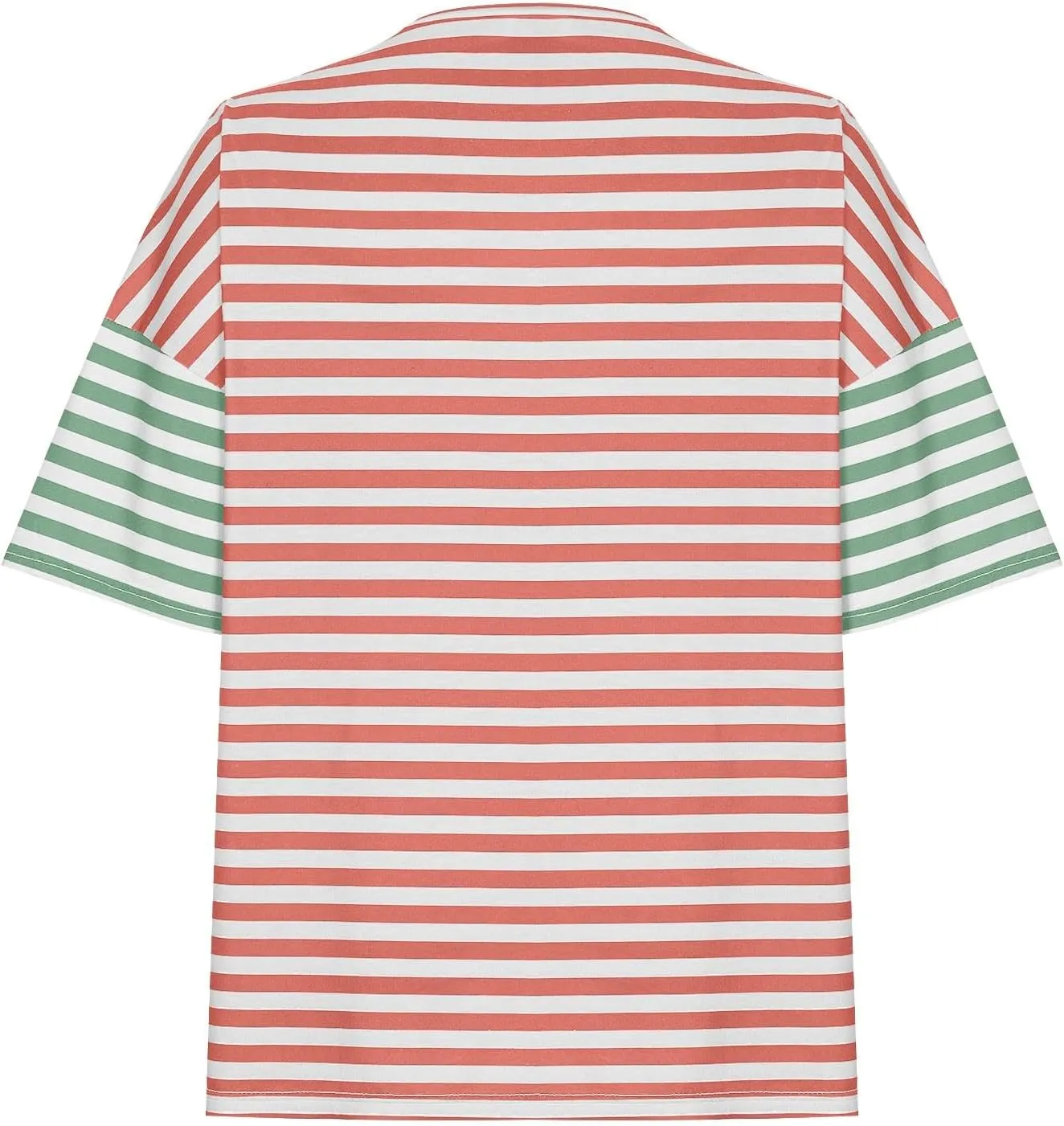 Womens Oversized Tees Color Block Striped Tshirts Summer Casual Short Sleeve Tops Loose Fit Crew Neck Shirts