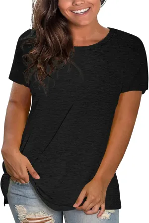 Womens Oversized V Neck Tshirts Rolled Short Sleeve Summer Casual Basic Tunic Tops Loose Fit Tee Shirts