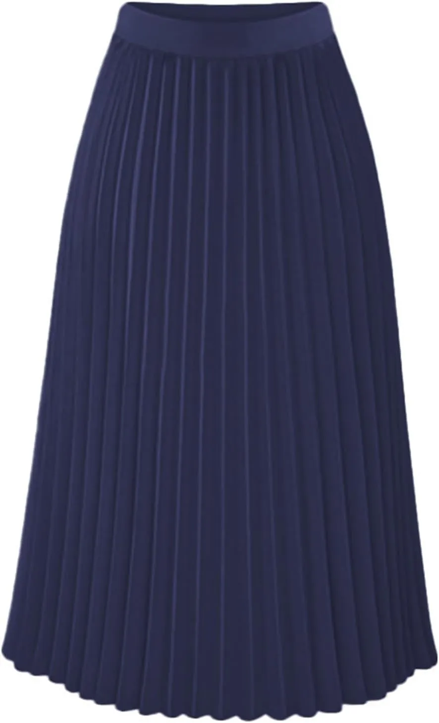 Women's Pleated Skirt Elastic High Waist A-Line Midi Length Skirts Solid Color Basic Casual Summer Long Skirt