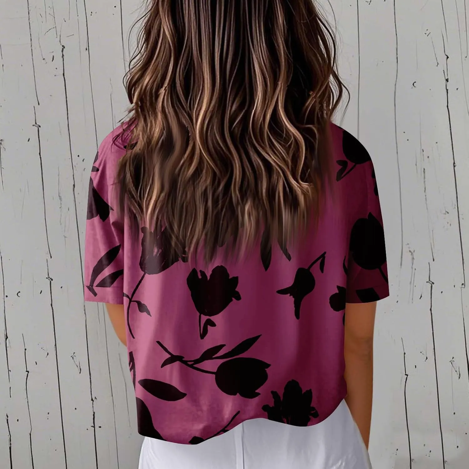 Womens Shirts Short Sleeve Trendy Button Down Blouse Summer Casual Linen Cute Shirts Floral Print V Neck Tops Collared