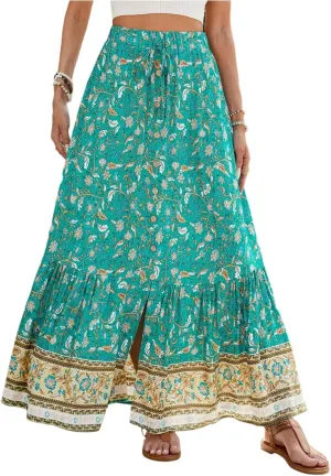 Womens Skirts, Beach Vacation Flowy Maxi Skirts for Women 2025 Trendy Formal Long Boho Skirt Spring Summer