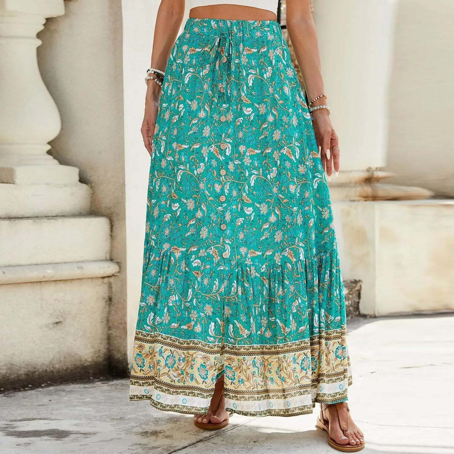 Womens Skirts, Beach Vacation Flowy Maxi Skirts for Women 2025 Trendy Formal Long Boho Skirt Spring Summer