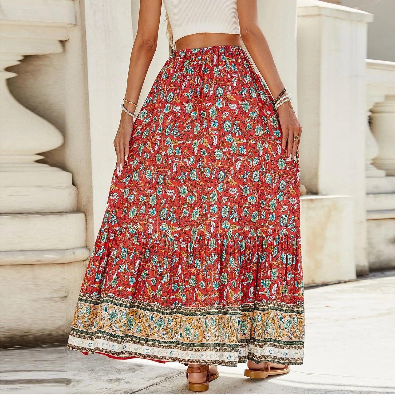 Womens Skirts, Beach Vacation Flowy Maxi Skirts for Women 2025 Trendy Formal Long Boho Skirt Spring Summer