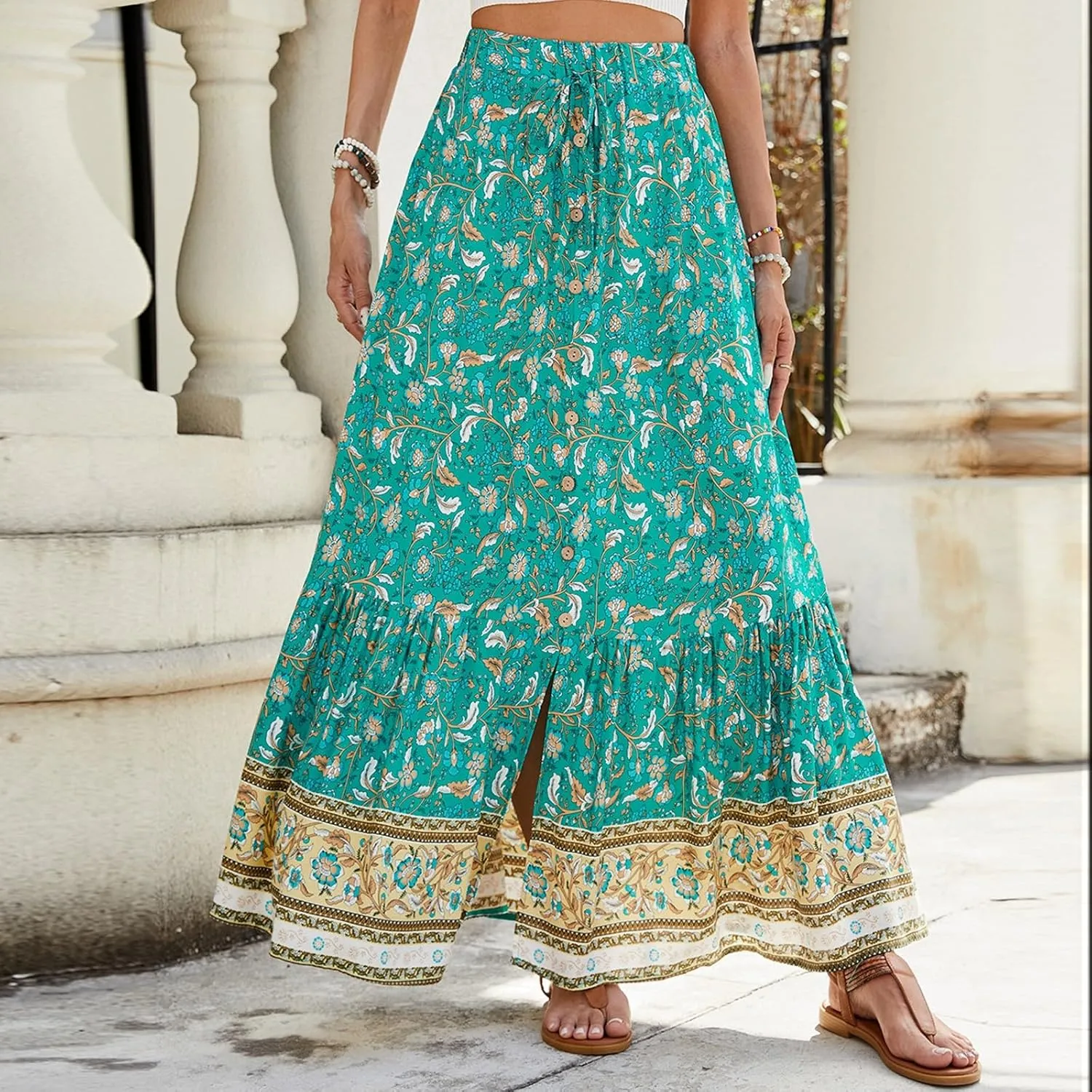 Womens Skirts, Beach Vacation Flowy Maxi Skirts for Women 2025 Trendy Formal Long Boho Skirt Spring Summer