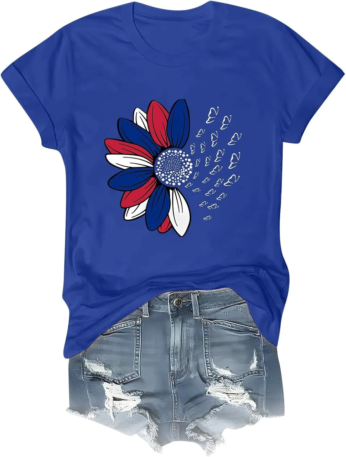 Womens Summer Short Sleeve Tops Vintage Floral Crew Neck Loose Fit Tees Casual Summer Basic Tunic Top Trendy 2025