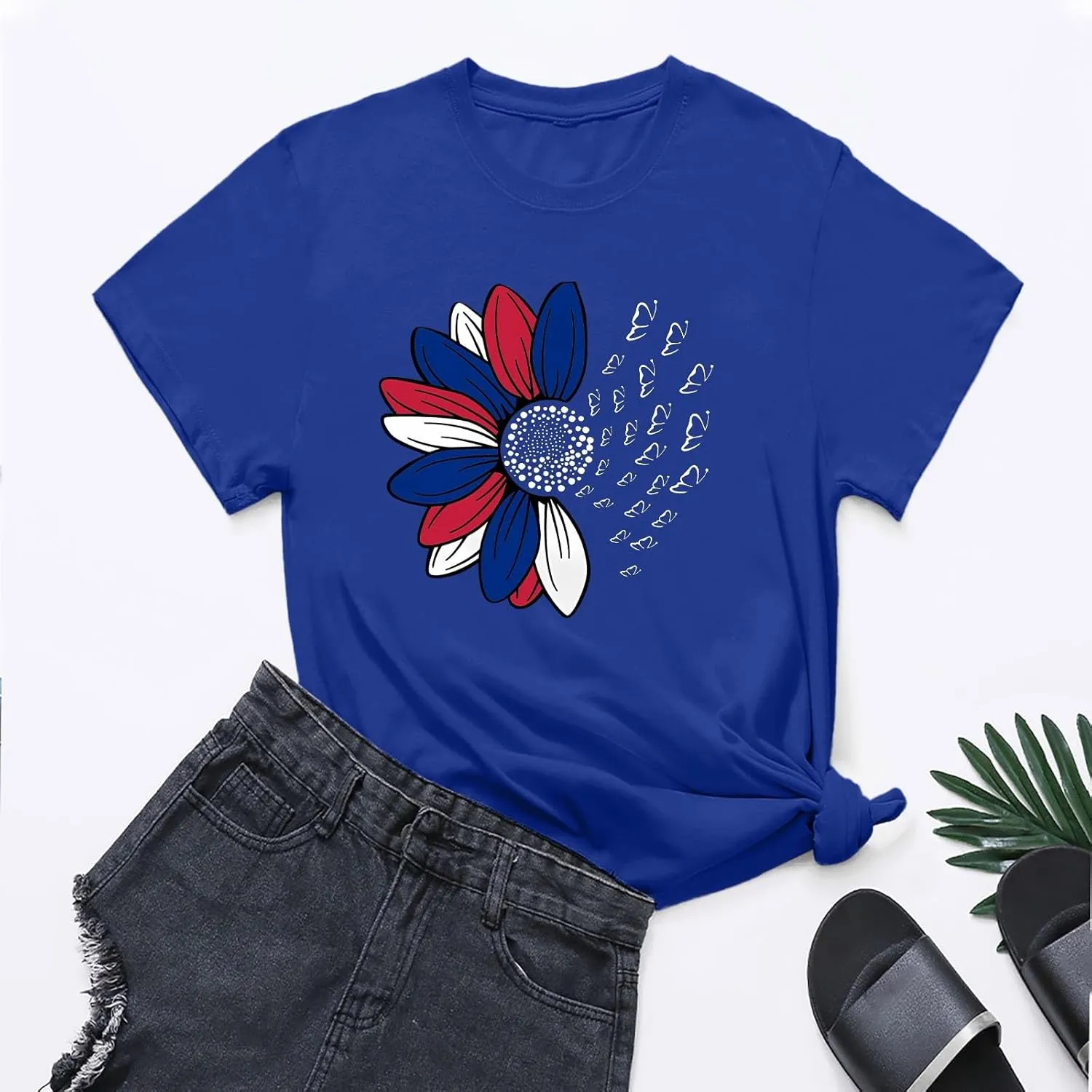 Womens Summer Short Sleeve Tops Vintage Floral Crew Neck Loose Fit Tees Casual Summer Basic Tunic Top Trendy 2025
