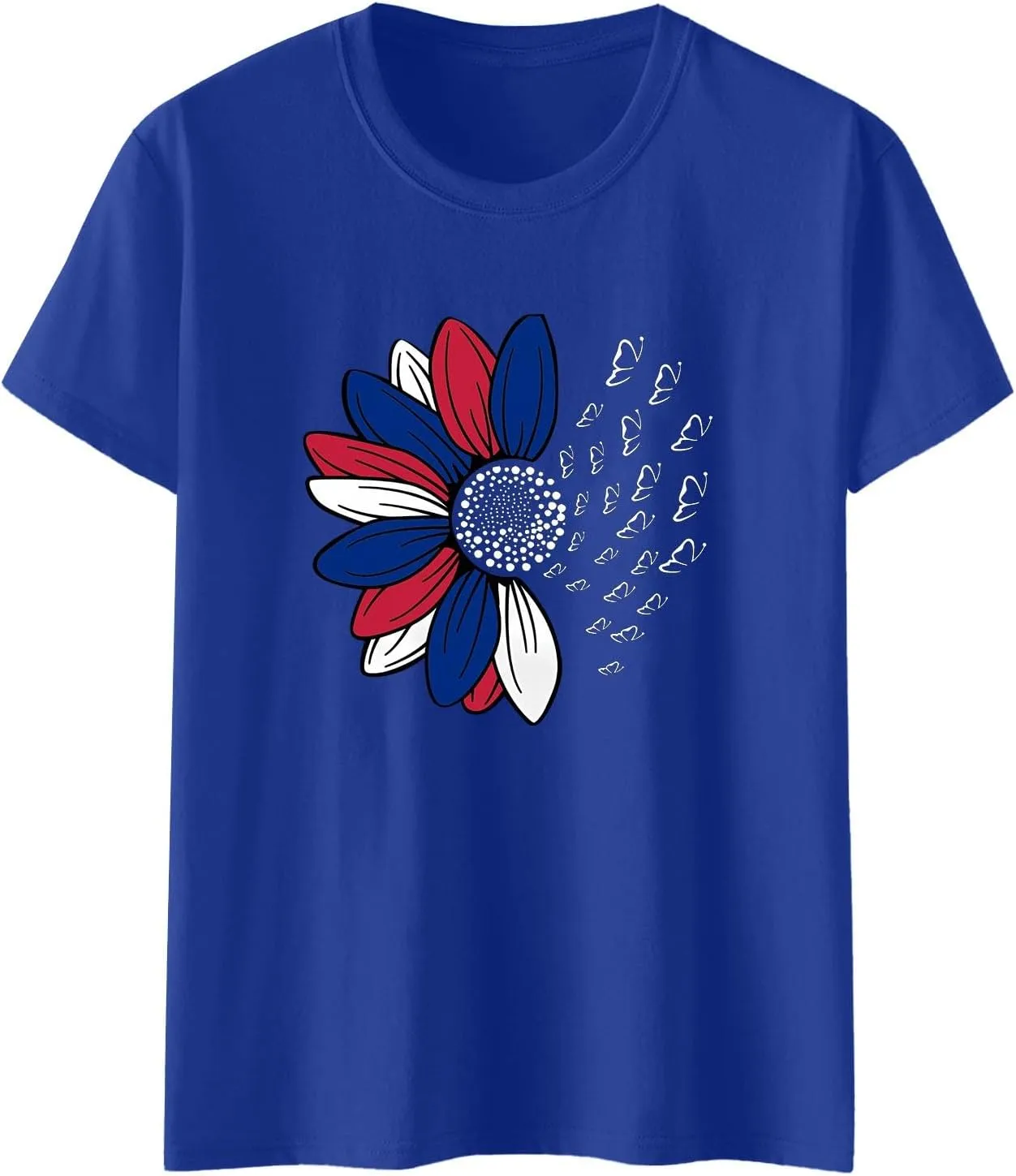 Womens Summer Short Sleeve Tops Vintage Floral Crew Neck Loose Fit Tees Casual Summer Basic Tunic Top Trendy 2025